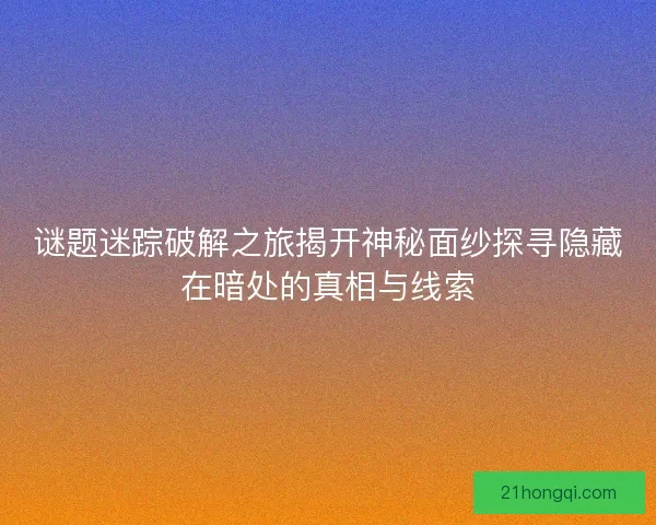 谜题迷踪破解之旅揭开神秘面纱探寻隐藏在暗处的真相与线索