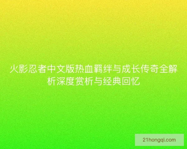 火影忍者中文版热血羁绊与成长传奇全解析深度赏析与经典回忆
